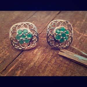 NWT Natural Emerald Earrings in Sterling